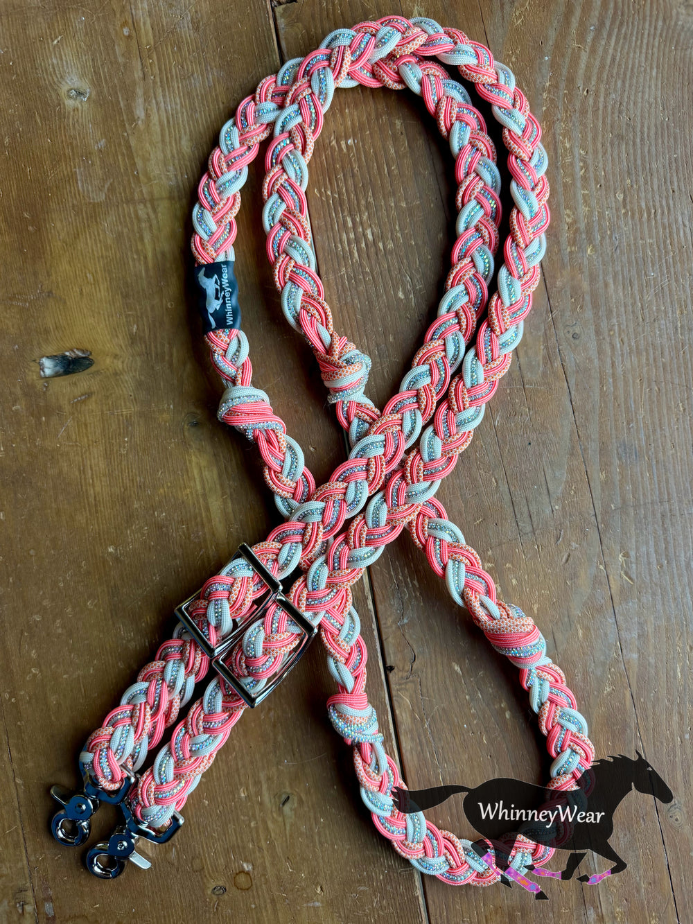 7ft Cremesicle Rhinestone Braided Reins