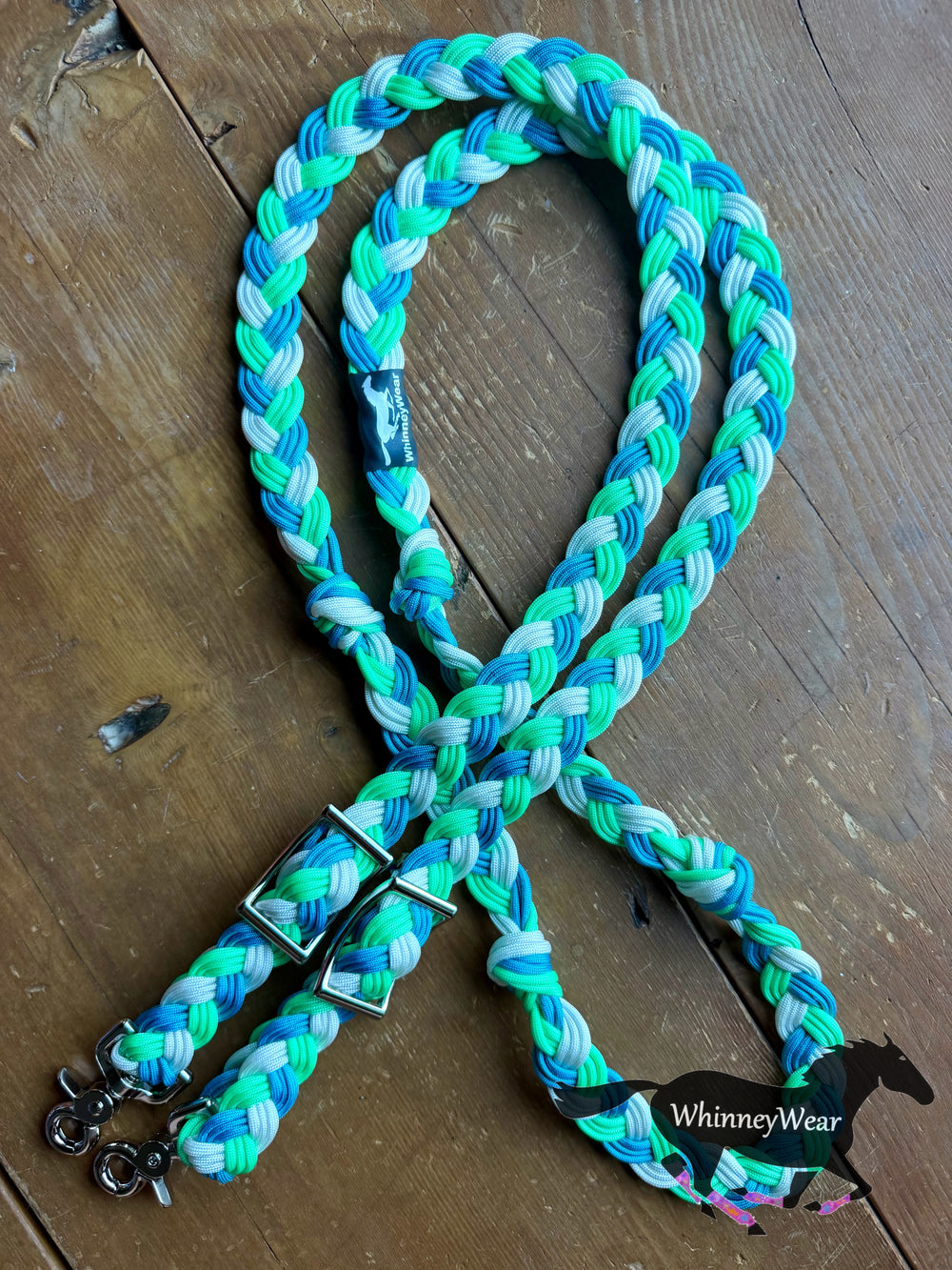 8ft Mint & Turquoise Braided Reins