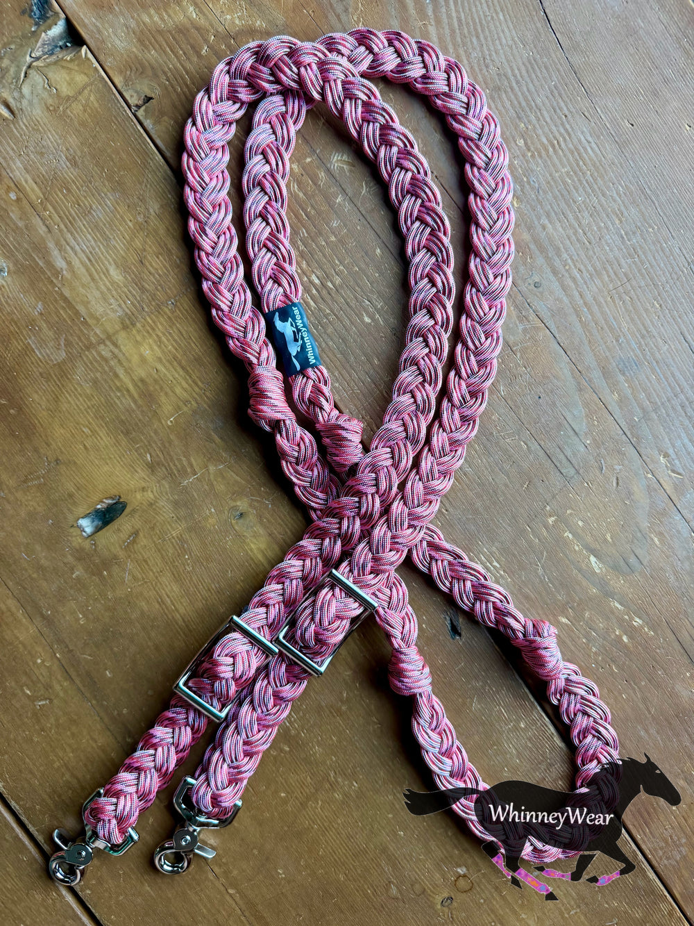 8ft Pink Camo Braided Reins