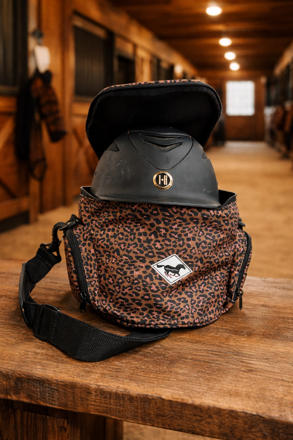 Patterned Helmet Bag – Chocolate Cheetah Equestrian Helmet Bag | WhinneyWear