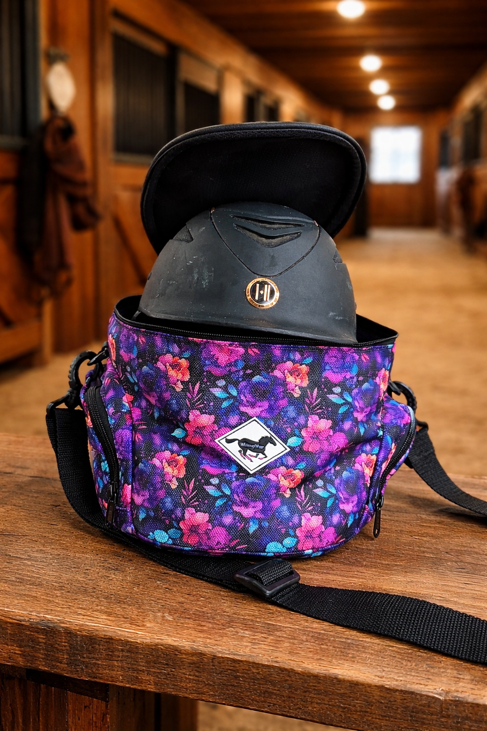 Patterned Helmet Bag – Midnight Bloom Equestrian Helmet Bag | WhinneyWear
