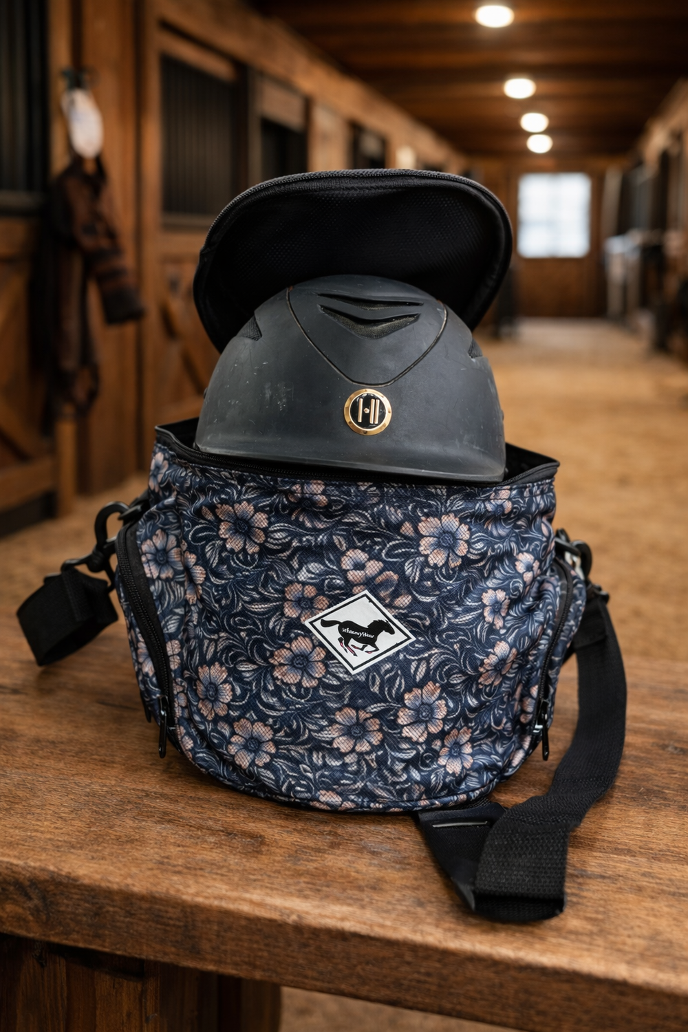 Patterned Helmet Bag – Tooled Leather Equestrian Helmet Bag | WhinneyWear