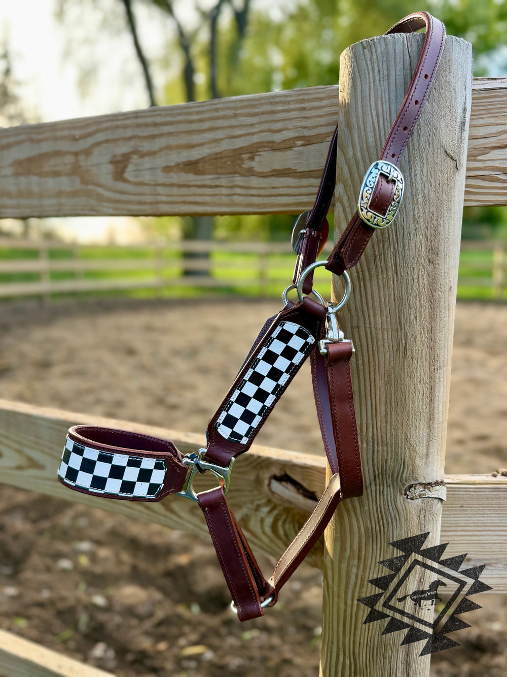 Checkered Leather Horse Halter