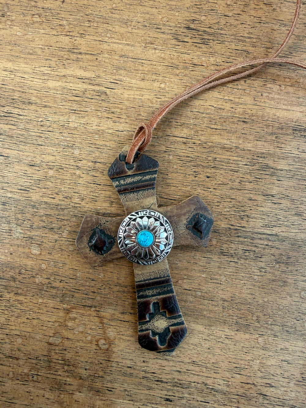Brown Aztec Saddle Cross