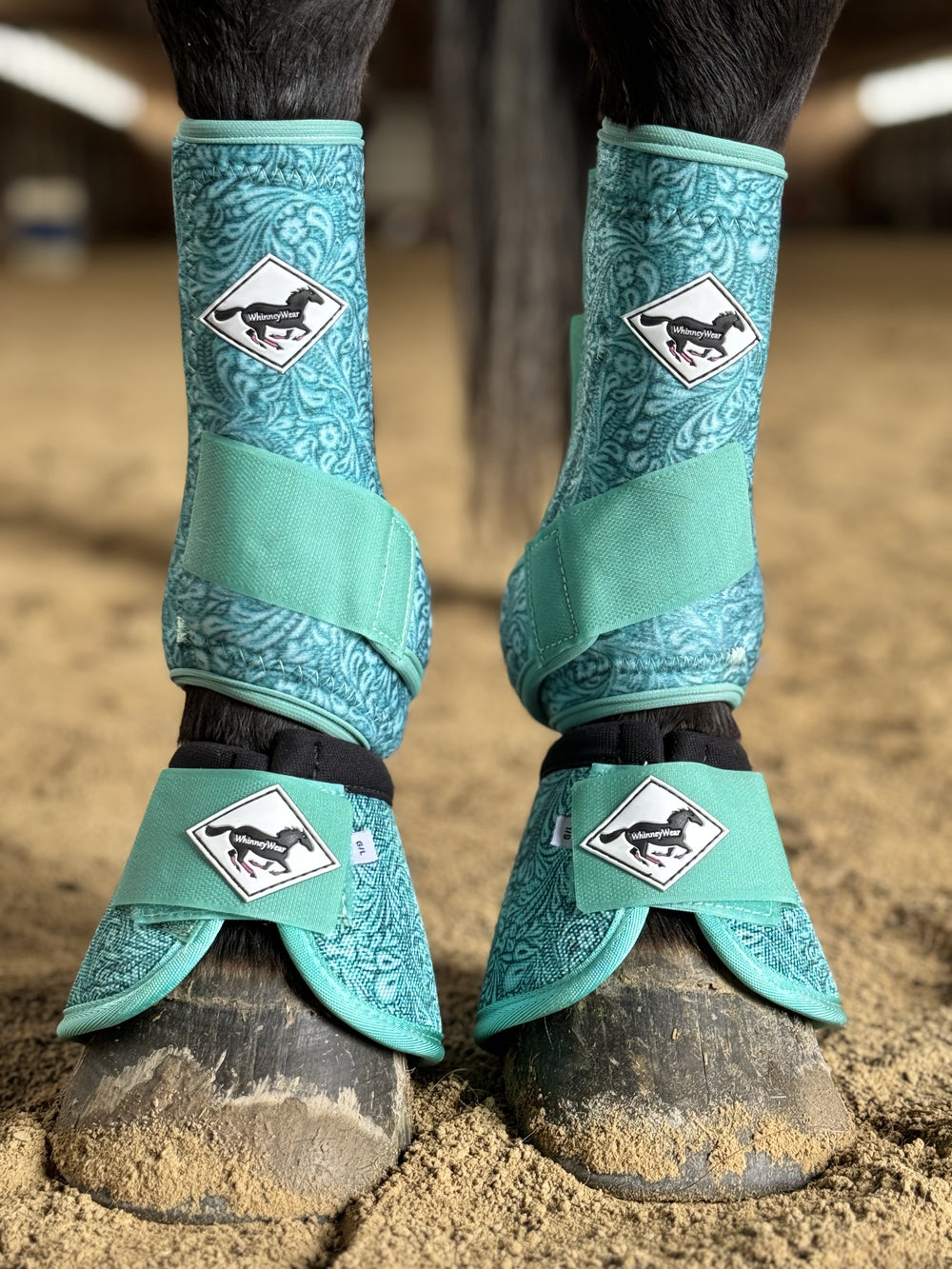 Made to Order Tooled Turquoise Horse Sport Boots | WhinneyWear
