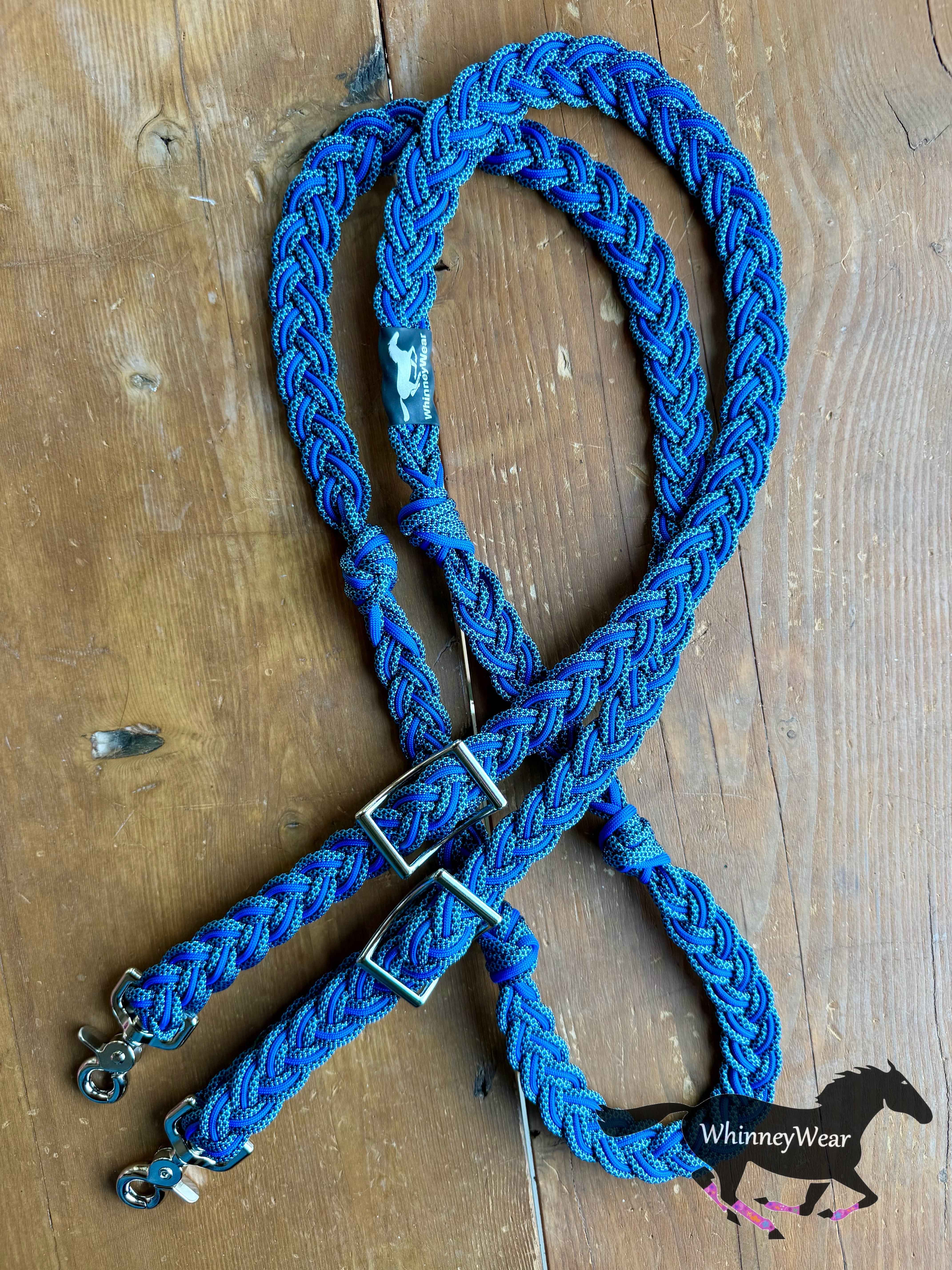 8ft Blue Diamonds Braided Reins