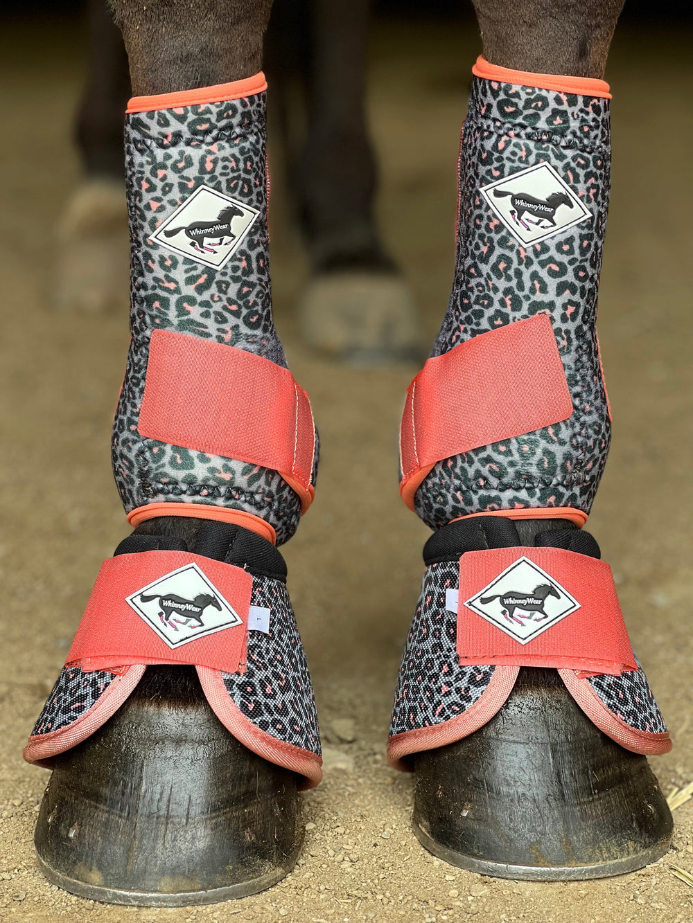Made to Order Coral Cheetah Horse Sport Boots | WhinneyWear