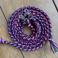 Pink & Navy Split Reins