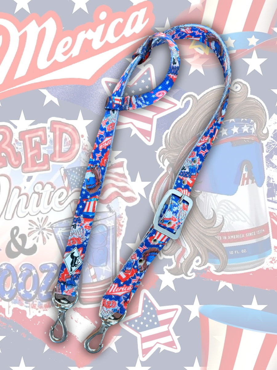 Red White & Boozy One Ear Nylon Headstall