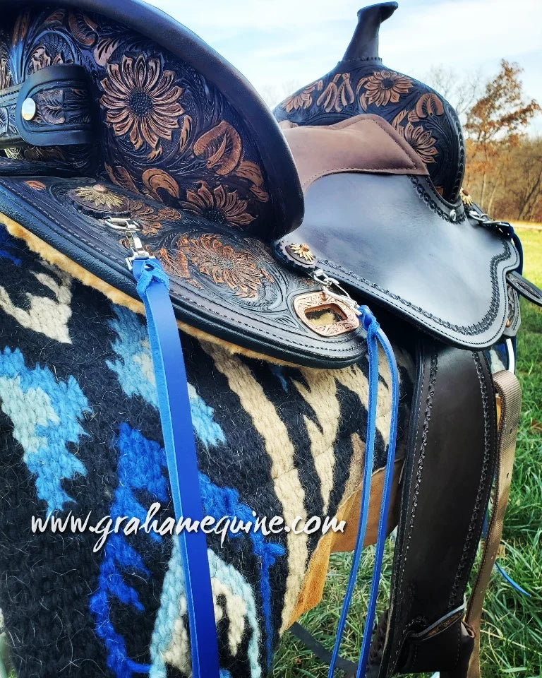 Royal Blue Latigo Saddle Strings (Pair)