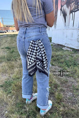 DS SMALL Black Checkered Out Wild Rag/ Scarf