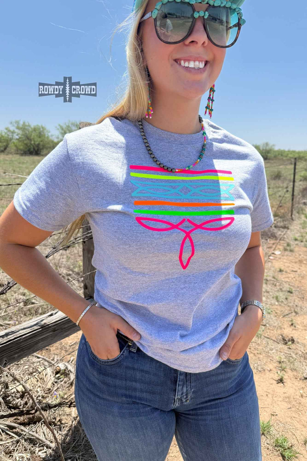 DS GRAY- Neon Boot Stitch Tee