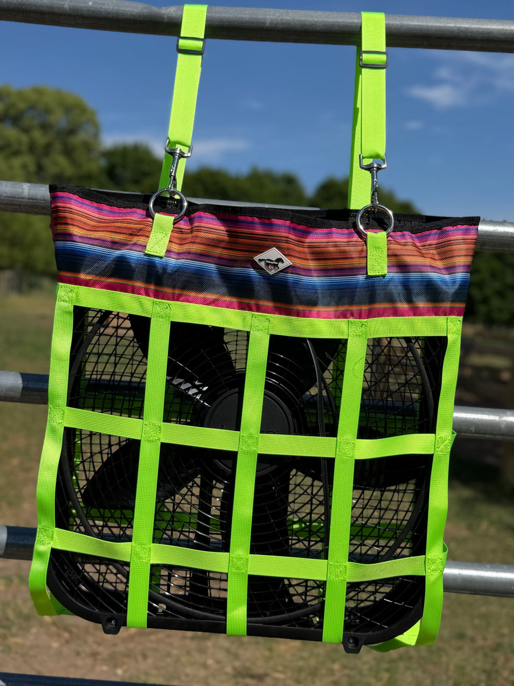 Barn Breeze Box Fan Bag – Neon Vaquero Stall Fan Holder | WhinneyWear