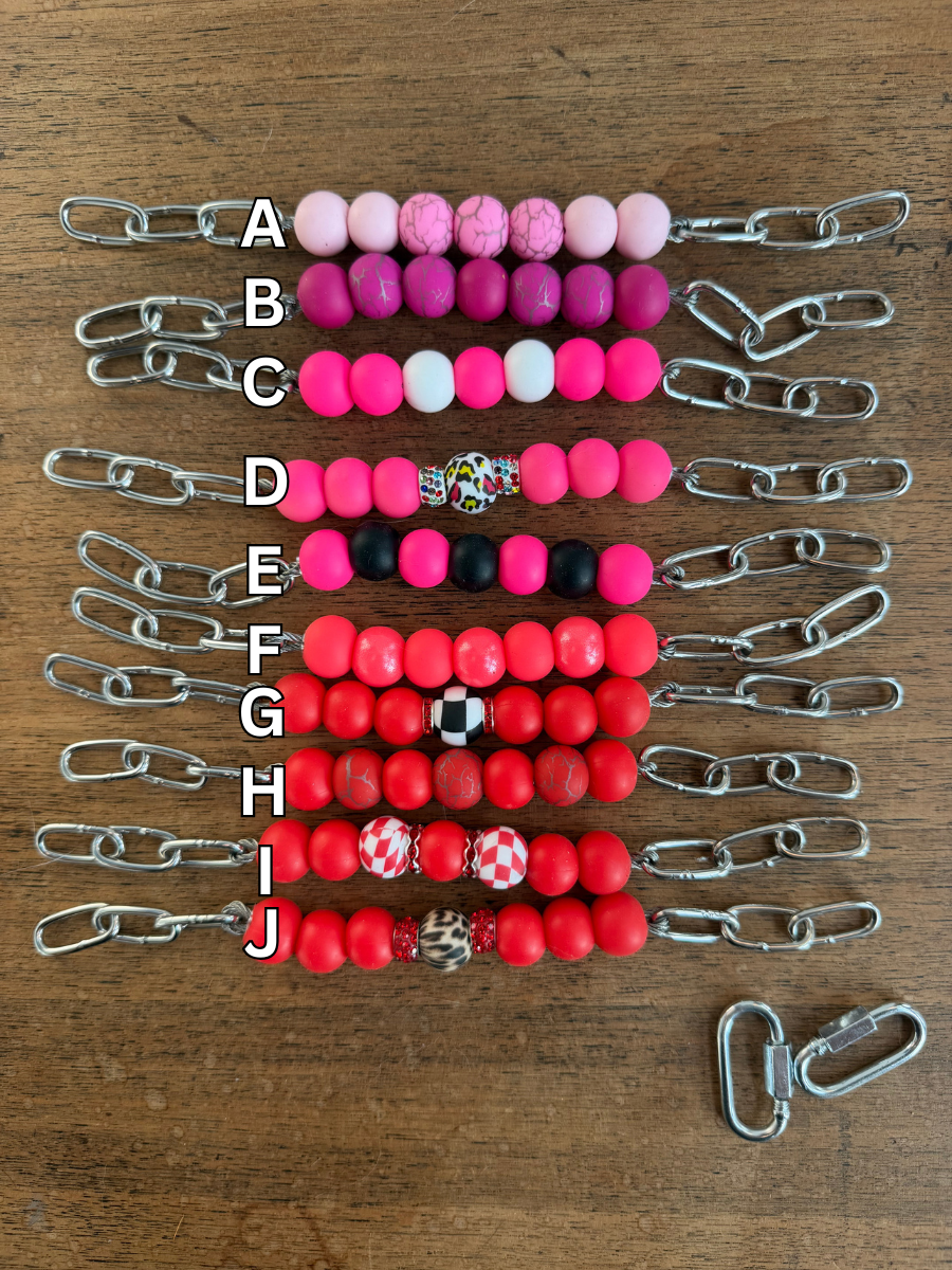 Pink & Red Colored Silicone Beaded Curb Chain