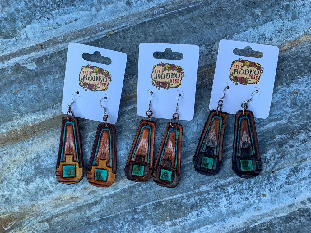 The Southwest Handtooled Leather Earring