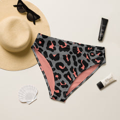 Coral Cheetah high-waisted bikini bottom