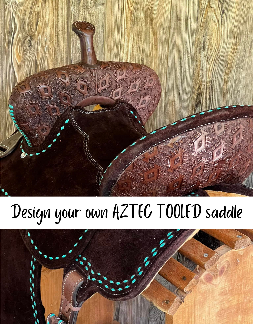 Custom Aztec Tooled Barrel Saddle