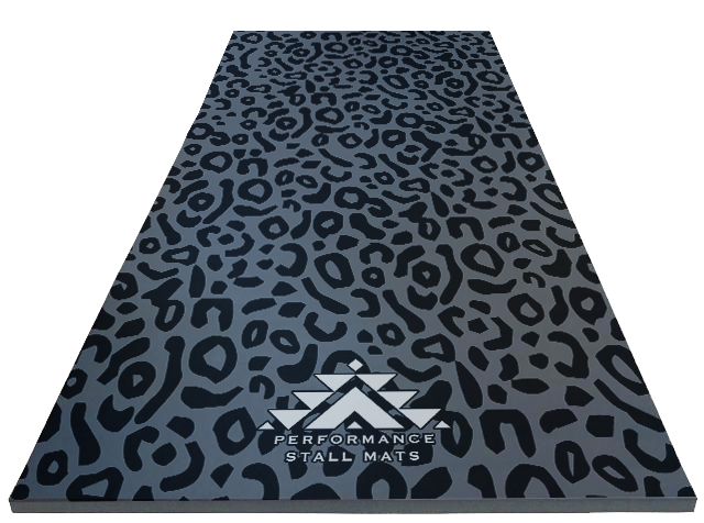 Pre order -Portable Stall Mat Black on Grey Leopard Design-5x10