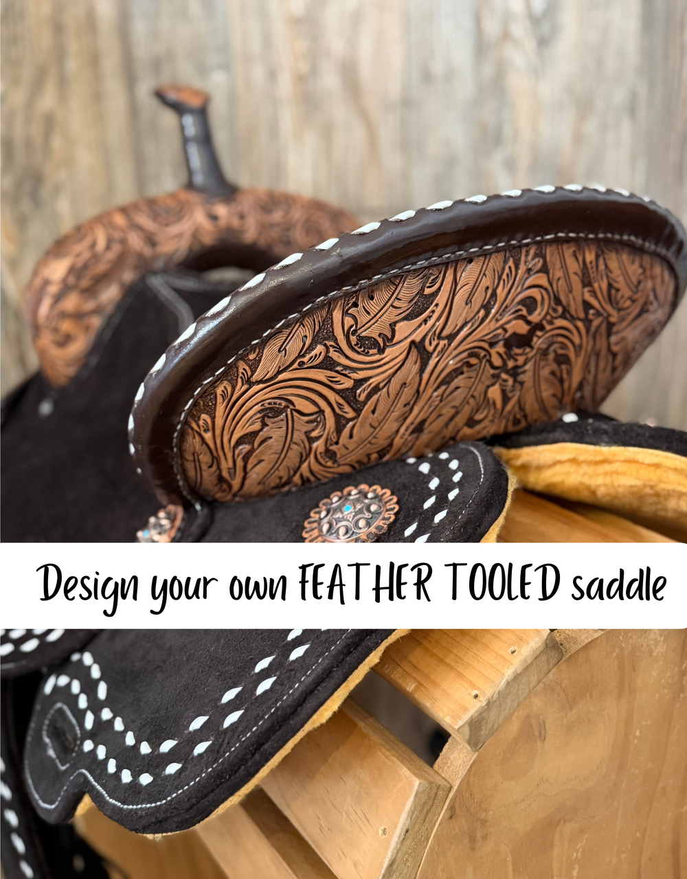 Custom Feather Tooled Barrel Saddle