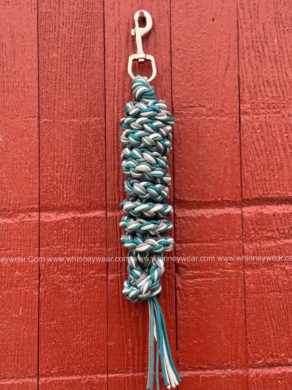Teal & Grey Diamonds Braided Leadrope