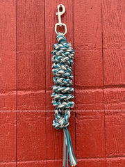 Teal & Grey Diamonds Braided Leadrope