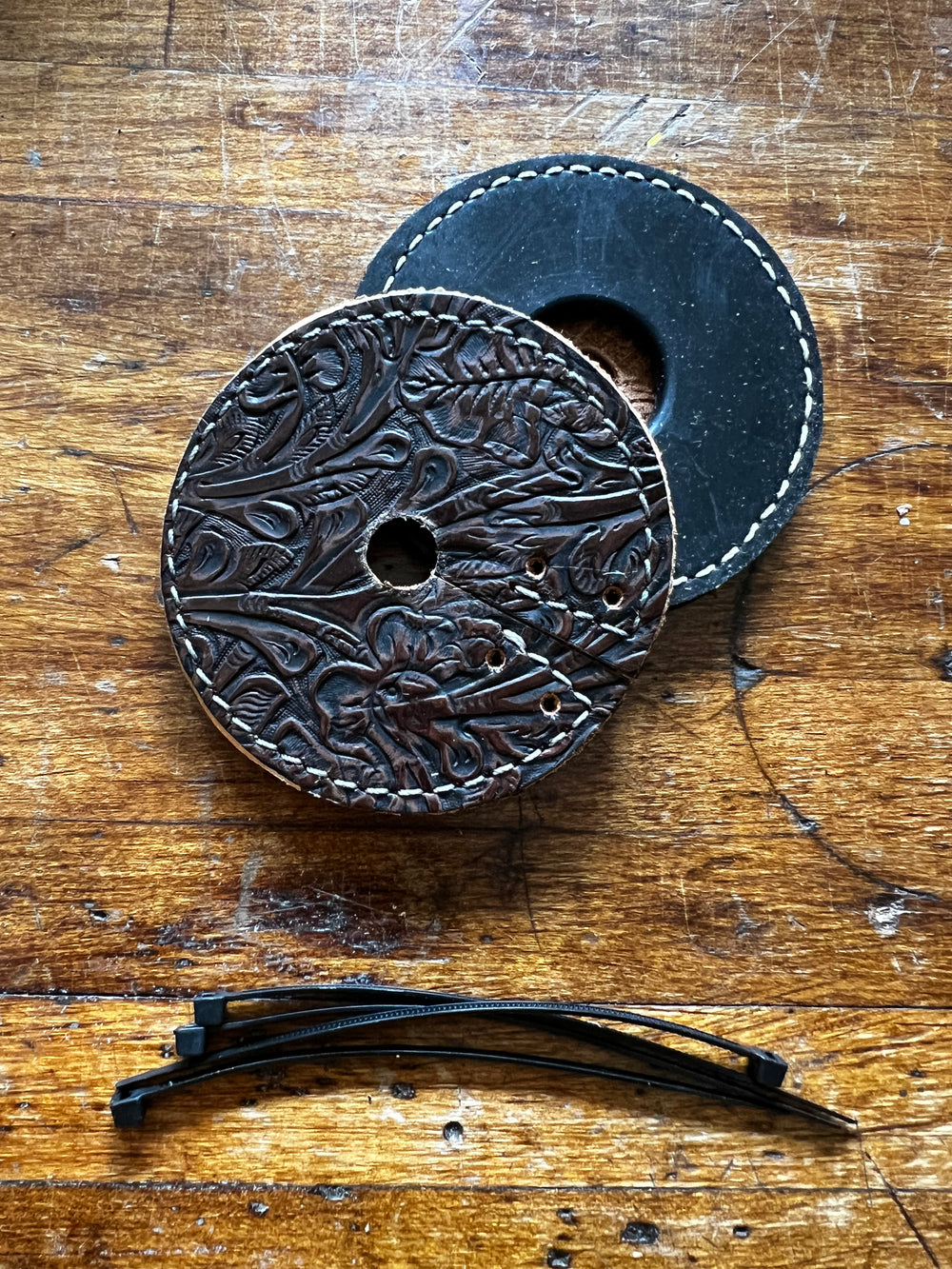 Brown Floral Hide/Rubber Bit Guards