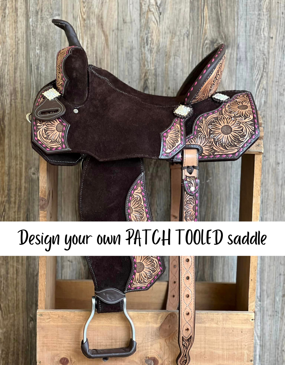 Custom Tooled Patch Barrel Saddle
