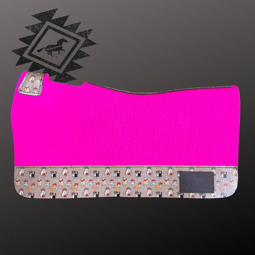 Hot Pink & Meowdy Wool Saddle Pad - 28"x30"