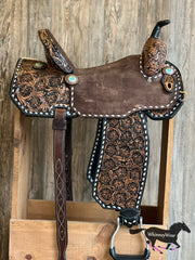 15” WhinneyLite Floral Tooled Barrel Saddle